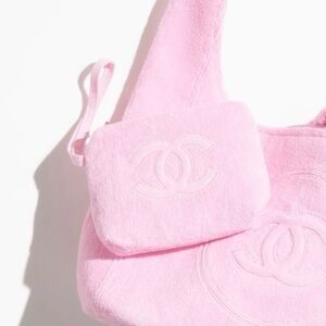 CHANEL Light Pink Terry Cloth Wristlet